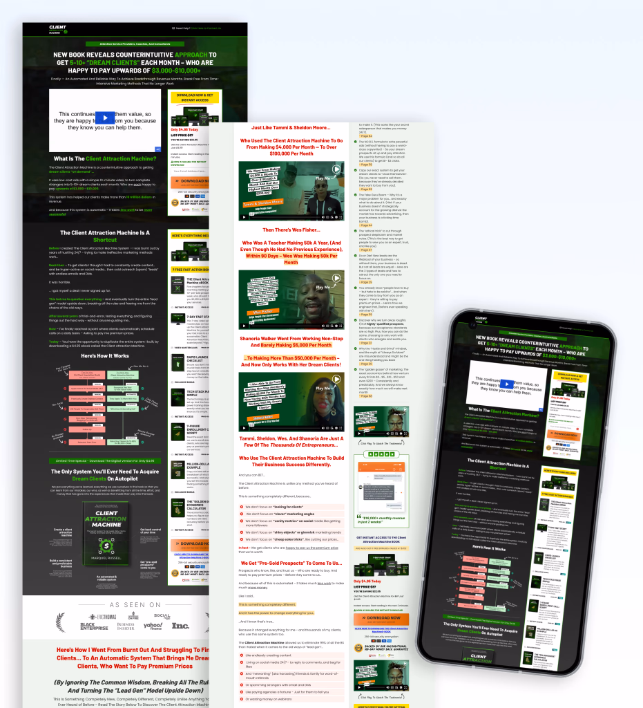 Client Attraction Machine sales page